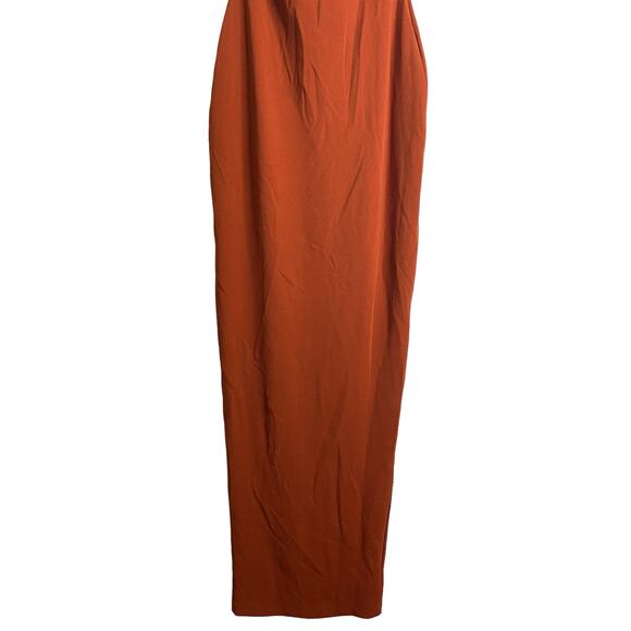 Revolve Nookie Floor Length Lexi Chain Gown Dress Sleeveless Rust Size Medium - Picture 7 of 14
